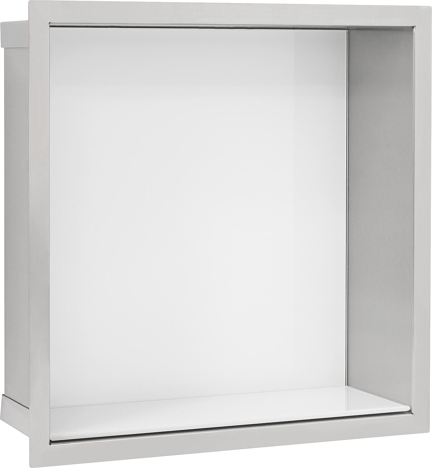 Niche murale L x H x P : 324 x 324 x 150 mm, panneau arrière en verre blanc