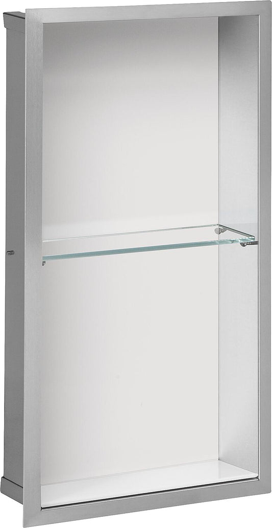 Wall niche with 2 compartments WxHxD: 324x624x150 mm, white glass back panel