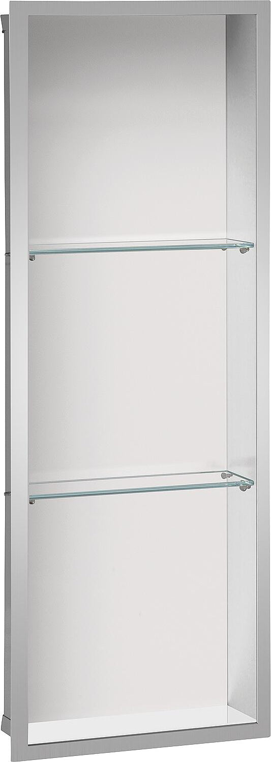 Wall niche with 3 compartments (W x H x D): 324 x 924 x 150 mm, white glass back panel