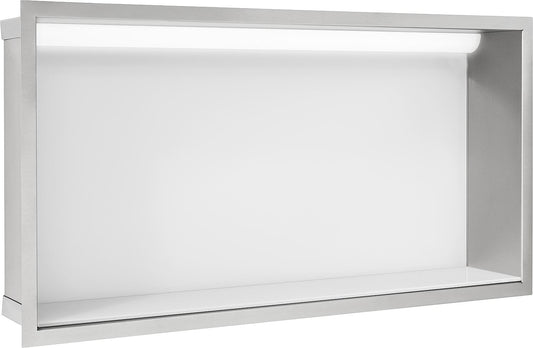 Wall niche with LED lighting WxHxD: 624x324x150 mm white glass back panel