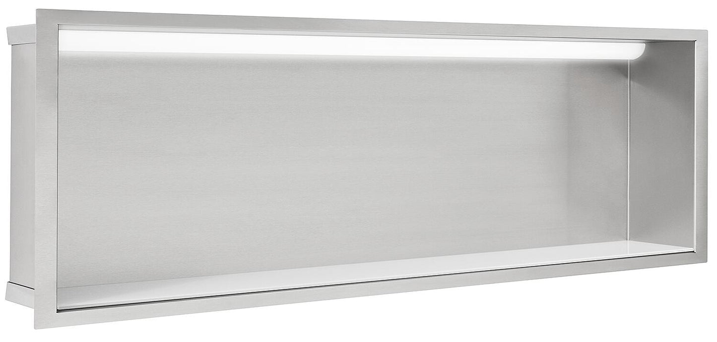 Niche murale avec éclairage LED (L x H x P) : 924 x 324 x 150 mm, panneau arrière en verre blanc