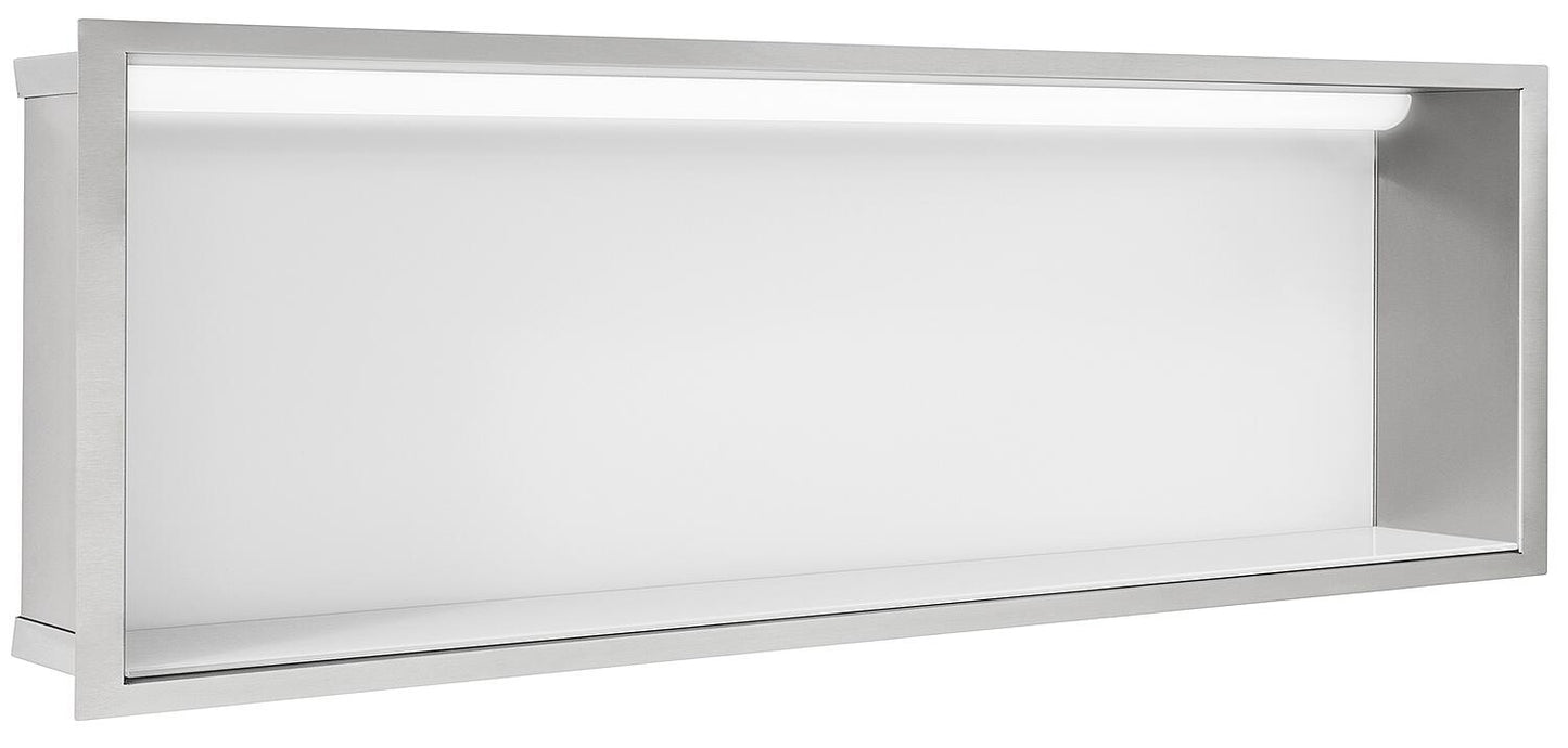 Niche murale avec éclairage LED (L x H x P) : 924 x 324 x 150 mm, panneau arrière en verre blanc