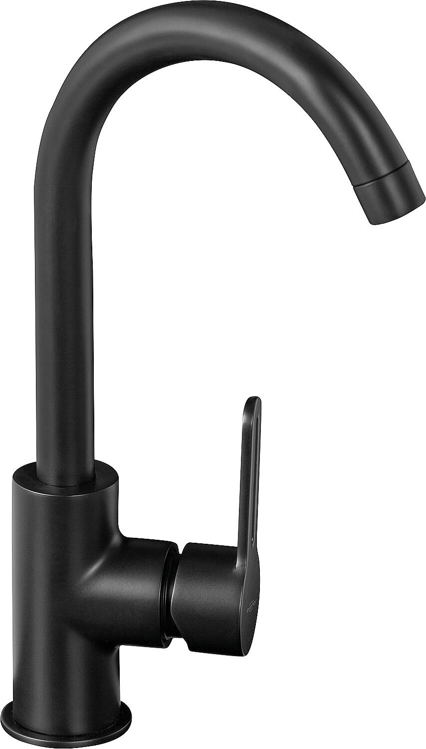 Mitigeur de lavabo Enzan Nero, saillie de 120 mm, sans bonde, noir mat