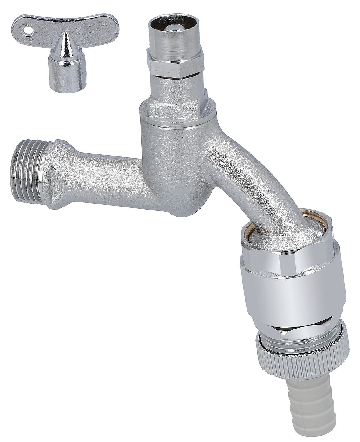 Outlet tap with socket wrench top DN15(1/2") chrome-plated brass and pipe aerator