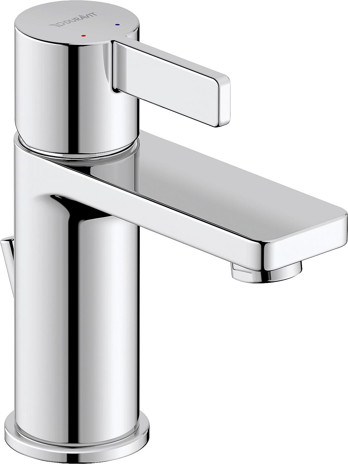Mitigeur lavabo Duravit D-Neo S sans bonde, eau froide au centre, saillie 94 mm, chromé