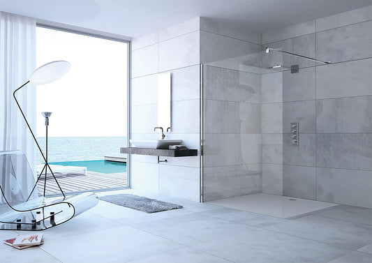 Walk-In Glasduschwand Hüppe modular mit Wandprofil-Set, BxHxT:1090-1210x2000x6 mm ETC silber matt