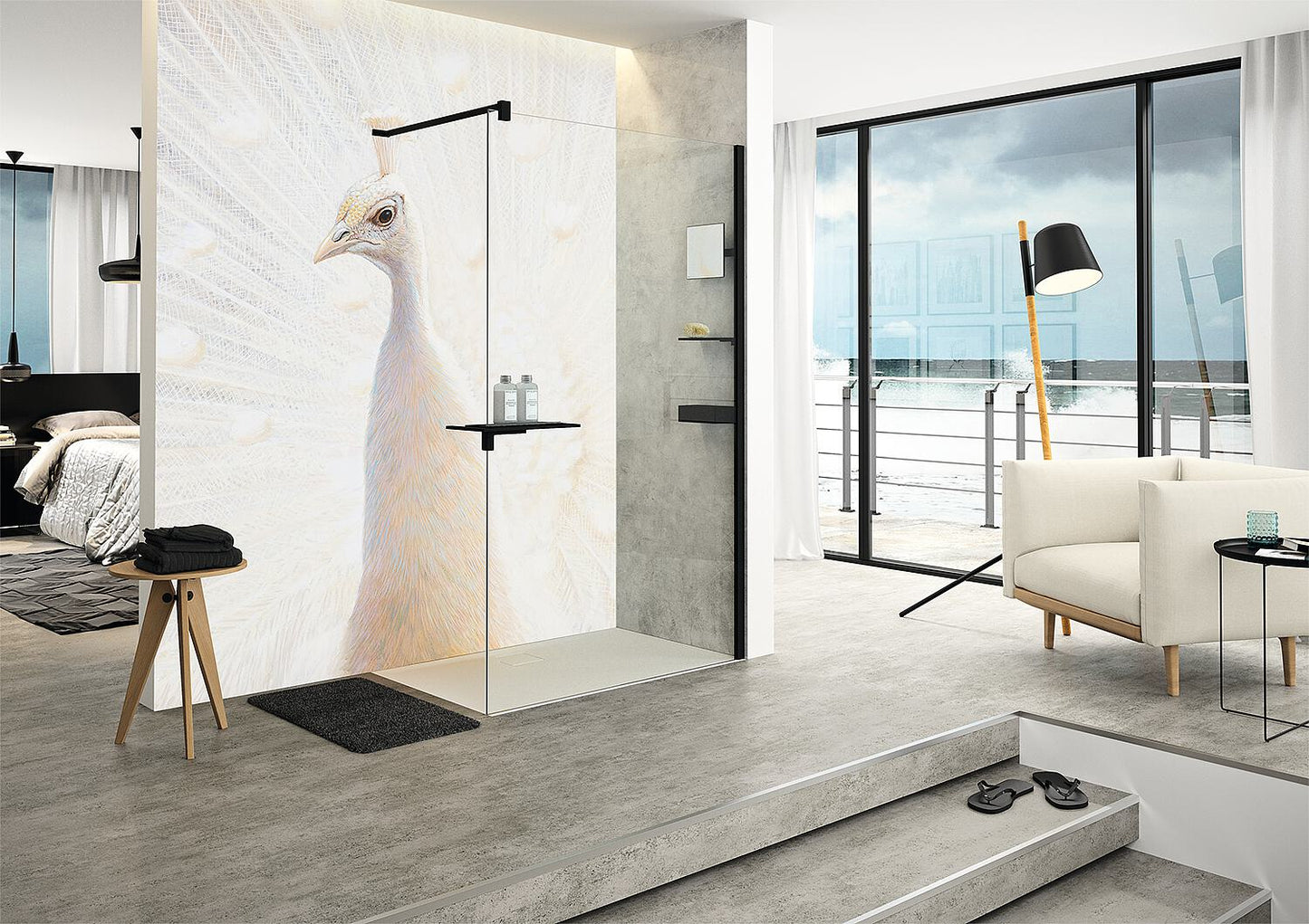 Walk-in glass shower enclosure Hüppe Select+ with wall profile set, WxHxD: 1590-1610x2000x8 mm ETC silver matt