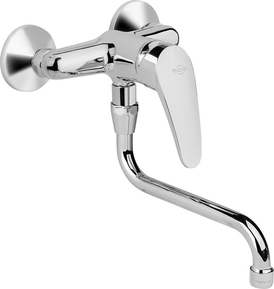 Wand-Spültischmischer Swingo mit schwenkbarem Rohrauslauf Ausladung 200 mm verchromt