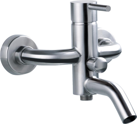 AP bath mixer inox Round projection 195 mm stainless steel matt