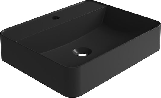 Serido countertop washbasin, WxHxD: 500x105x400 mm, mineral cast, matte black, without overflow