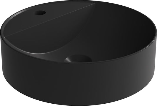 Serido countertop washbasin ØxH: 400x105 mm, mineral cast, black matt, without overflow