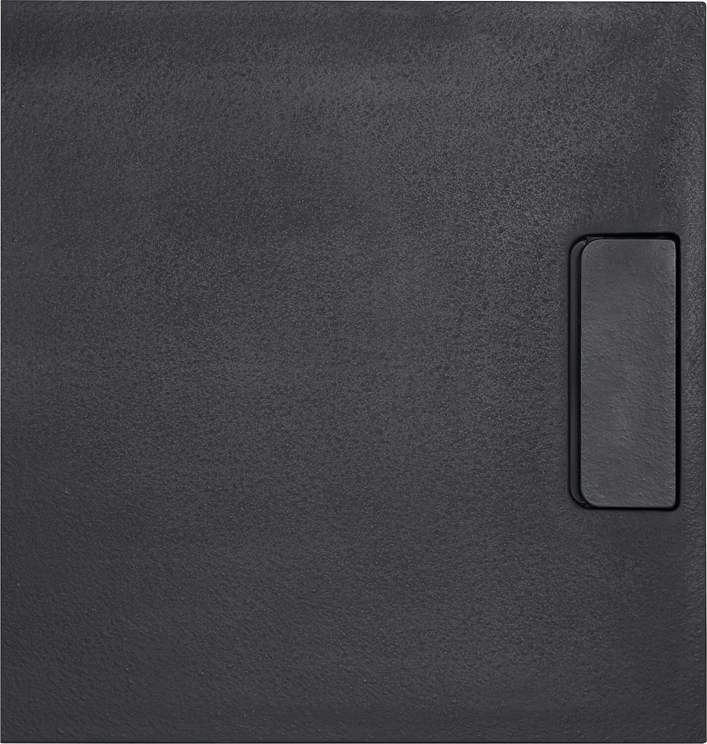 Douron shower tray 900x35x900 mm with stone structure, mineral cast, black matt, drain 52 mm