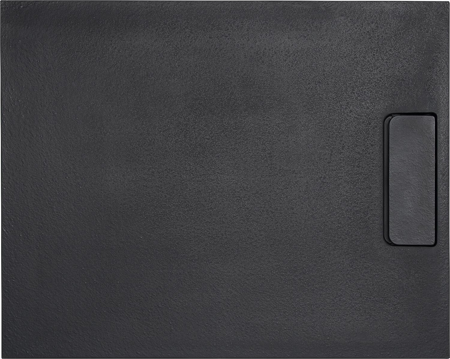 Receveur de douche Douron 1400 x 35 x 900 mm avec structure en pierre, coulée minérale, noir mat, bonde 52 mm