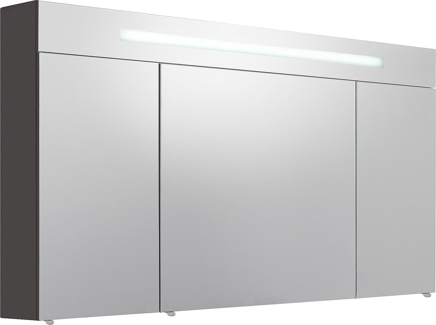Mirror cabinet with illuminated panel, white high gloss, 3 doors, 1200x740x160 mm