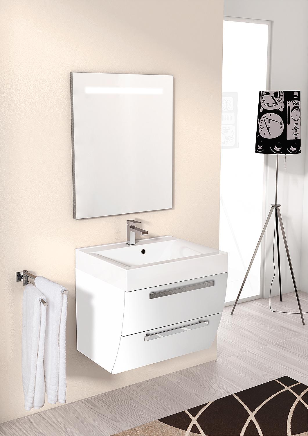 ENNA bathroom furniture set, graphite high gloss, width 600mm