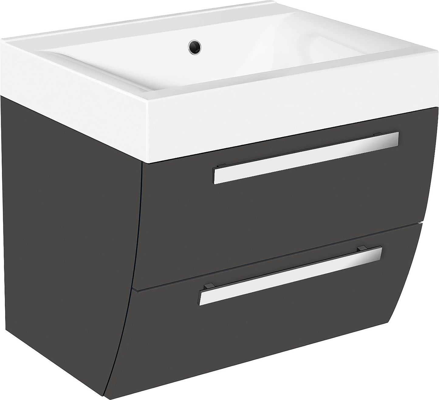 Évier en fonte WTU+Mineral ENNA, finition graphite brillante, 2 tiroirs, 600 x 544 x 500 mm