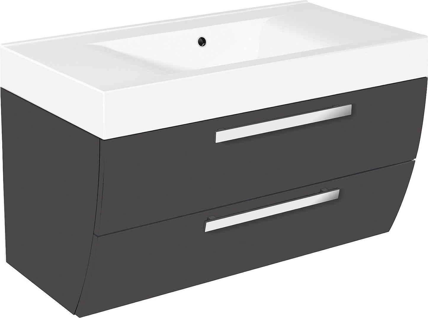 WTU+Mineralguss-WT ENNA, graphit Hochglanz, 2 Auszüge, 900x544x500mm