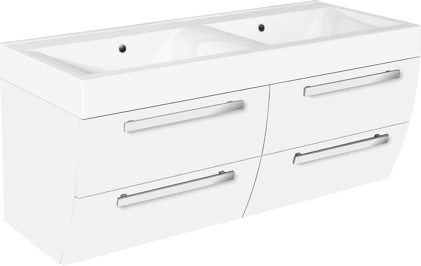 WTU+Mineral cast iron sink ENNA, graphite high gloss, 4 drawers, 1200x544x500mm