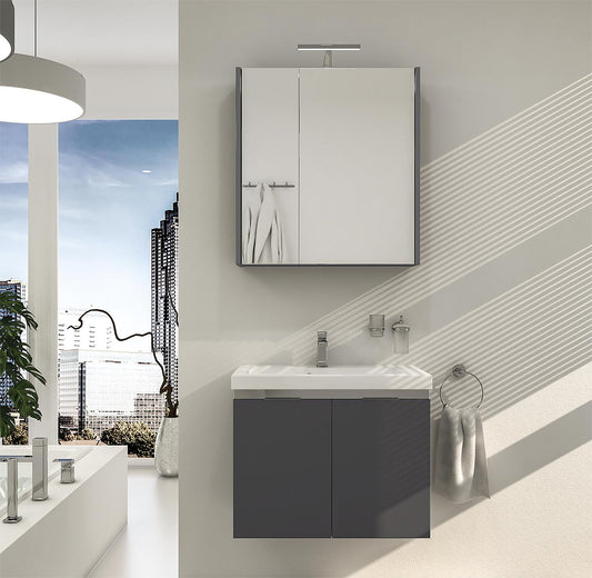 Ensemble de meubles de salle de bains Eola, largeur 710 mm, avec 2 portes à charnières