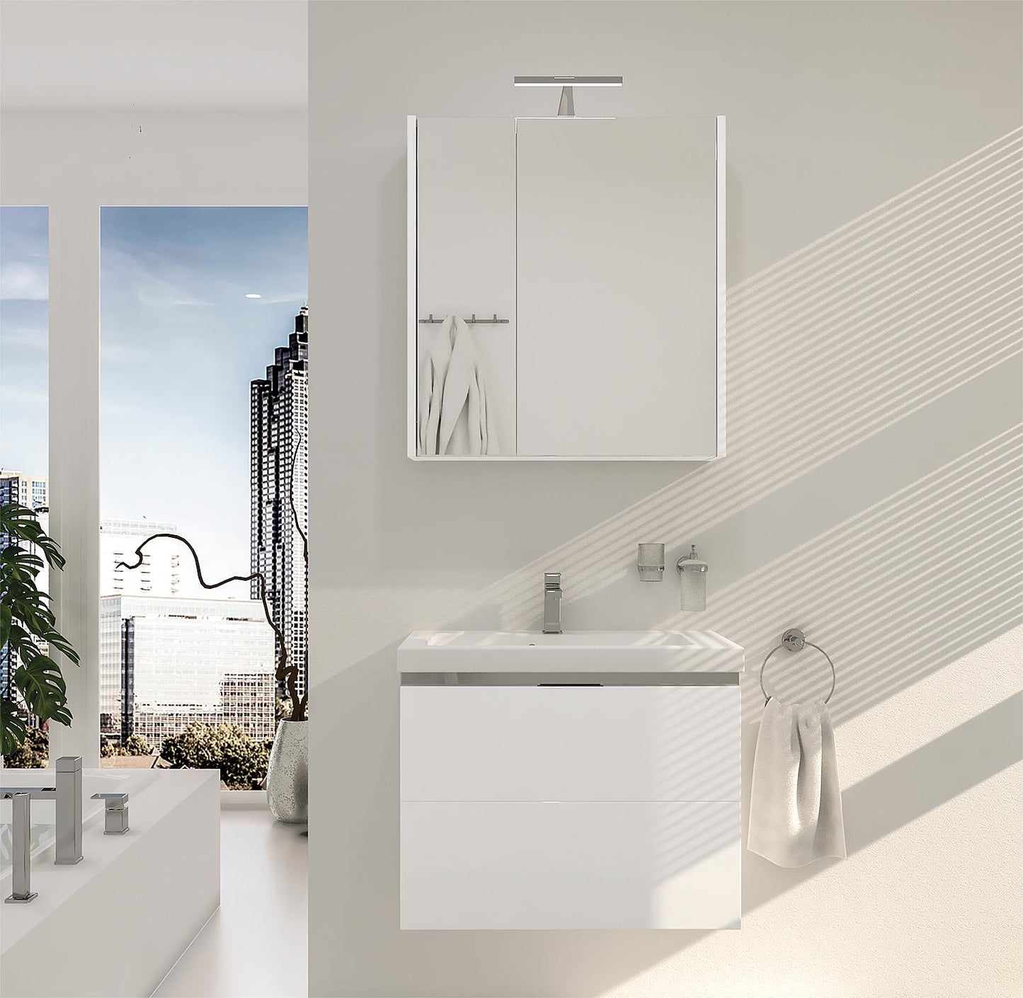EOLA bathroom furniture set, anthracite matt, 700mm wide, 2 drawers