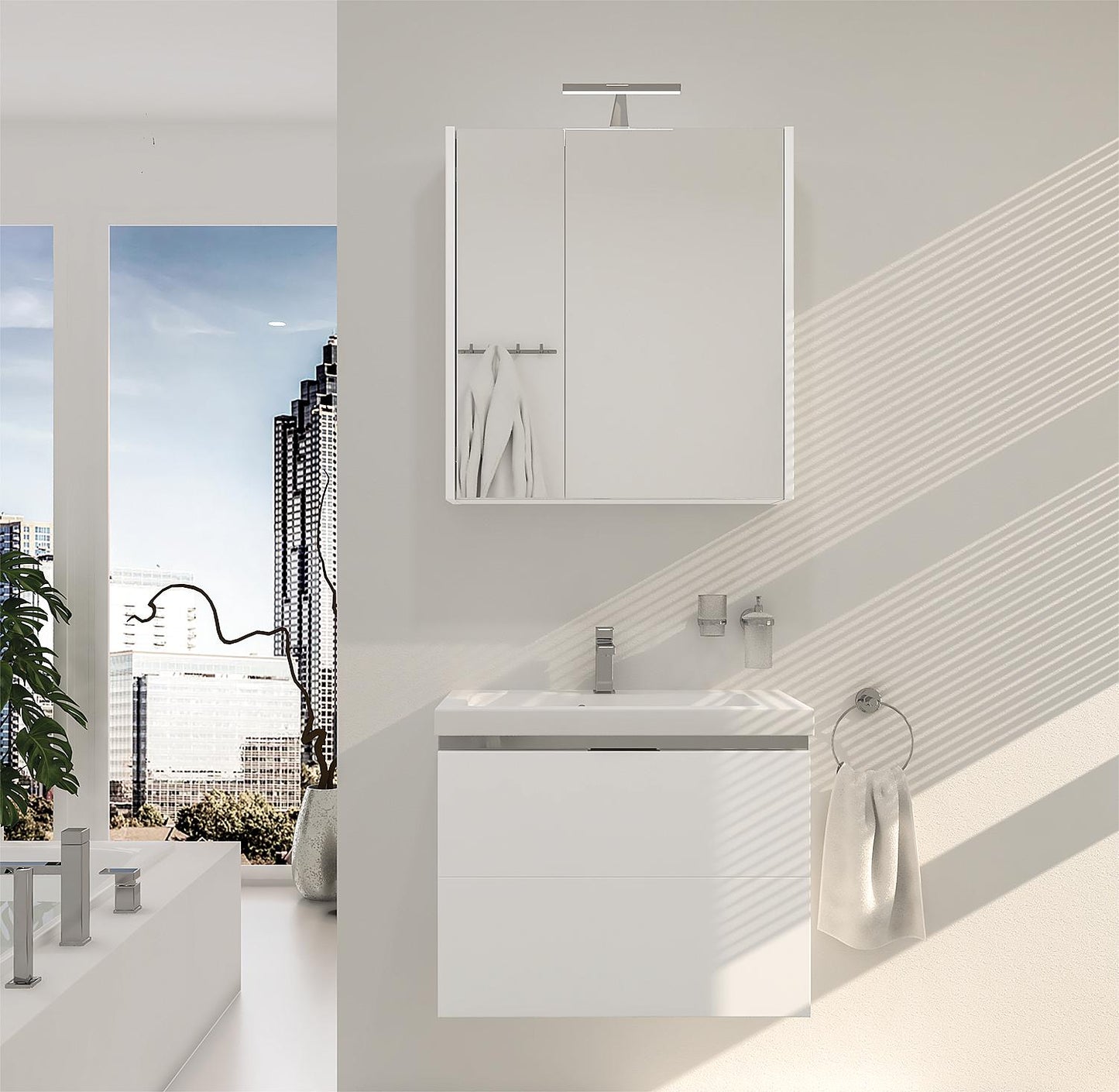 EOLA bathroom furniture set, anthracite matt, 700mm wide, 2 drawers
