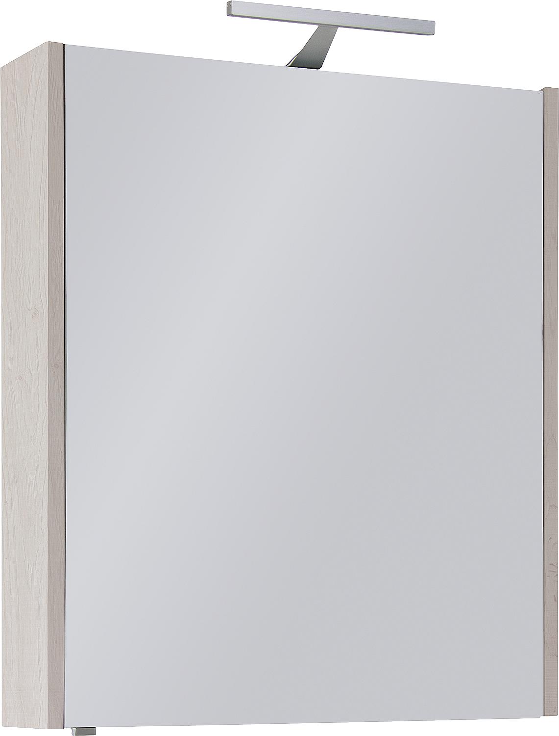 Mirror cabinet with lighting, oak grey stone decor, 1 door, 600x750x188mm