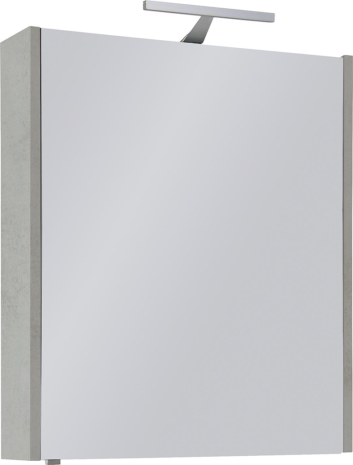 Mirror cabinet with lighting, oak grey stone decor, 1 door, 600x750x188mm