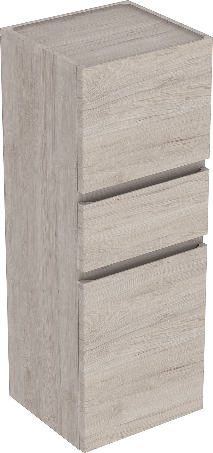 Geberit Renova Plan tall cabinet with 2 doors, 1 drawer, 390x1050x360 mm, walnut/hickory