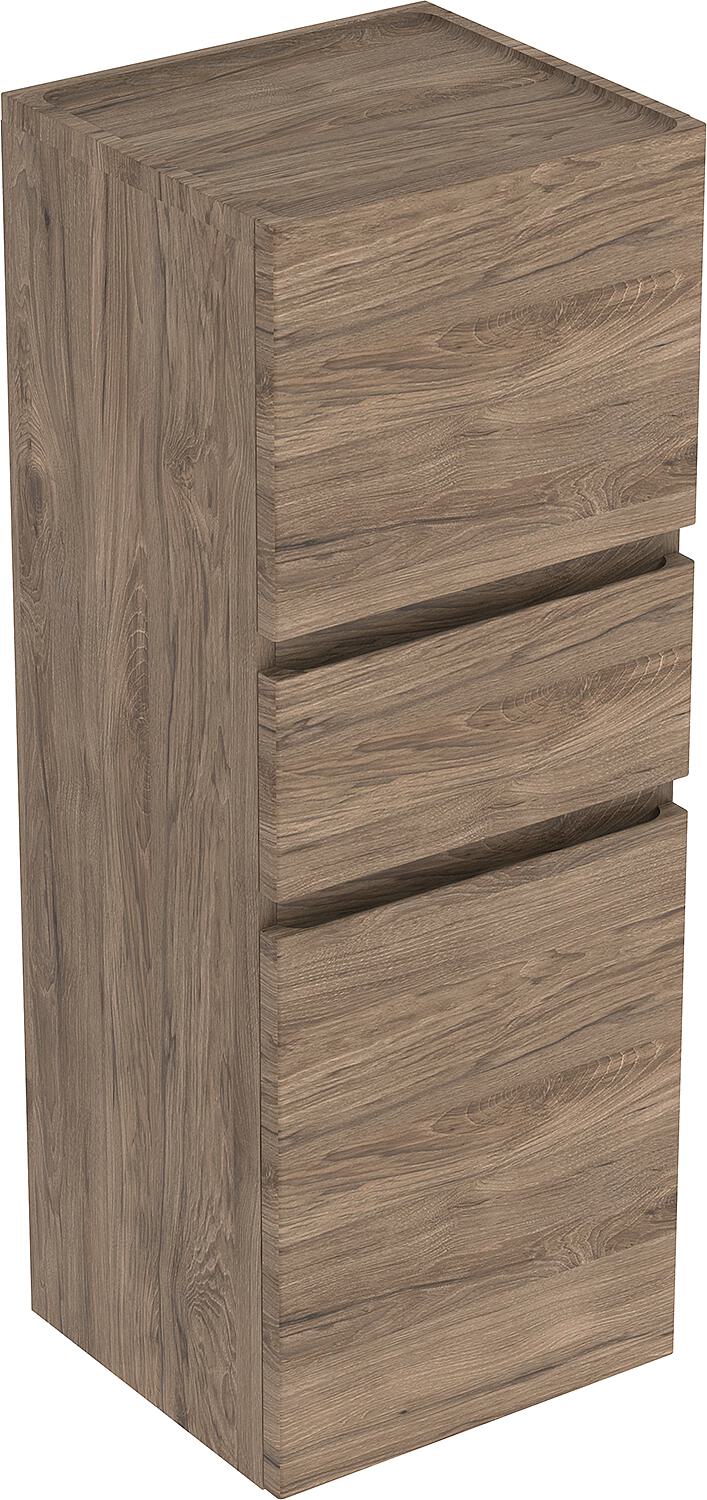 Geberit Renova Plan tall cabinet with 2 doors, 1 drawer, 390x1050x360 mm, walnut/hickory