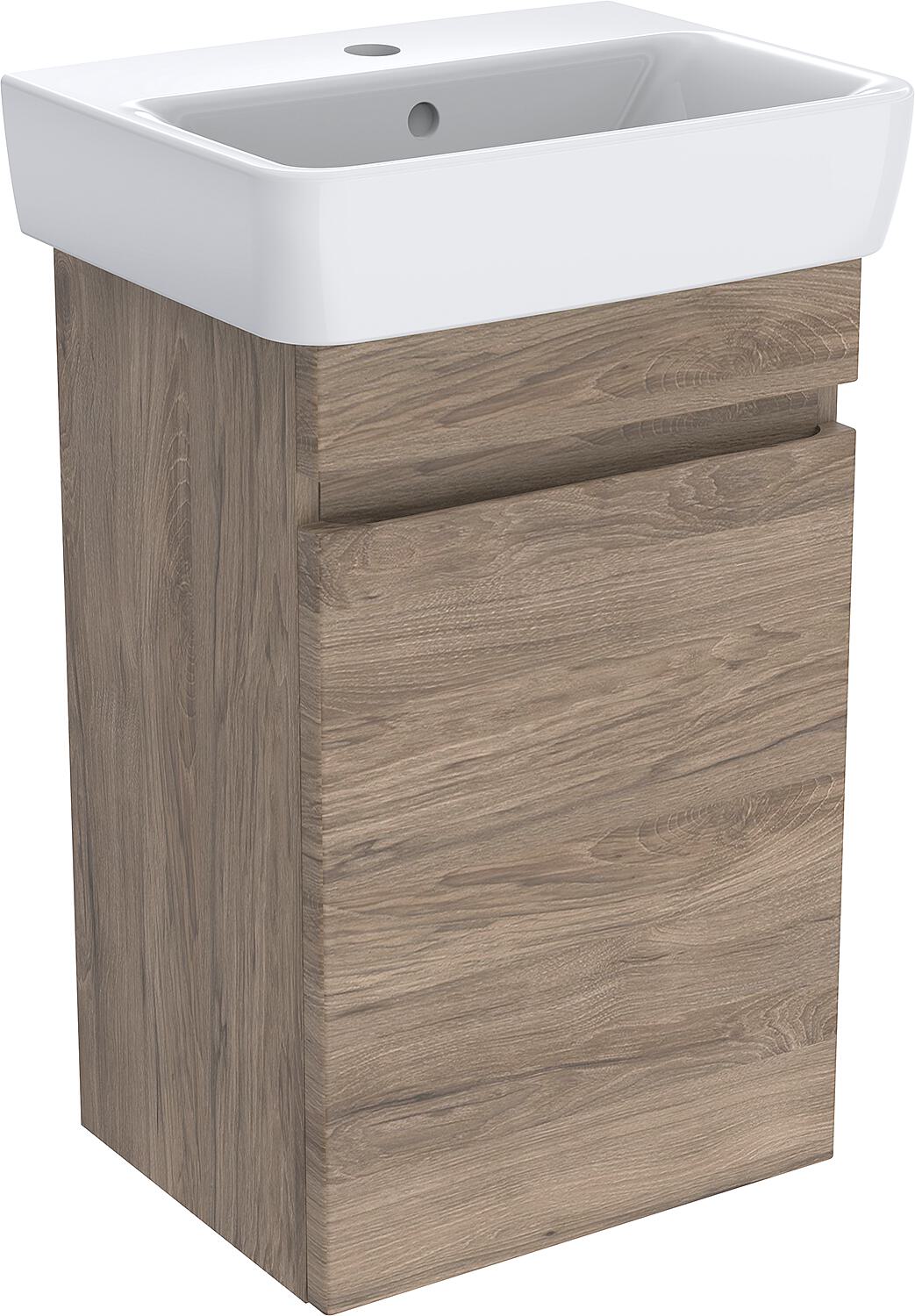 WTU + Keramik-WT Geberit Renova Plan 450x615x340 mm Nussbaum hickory hell