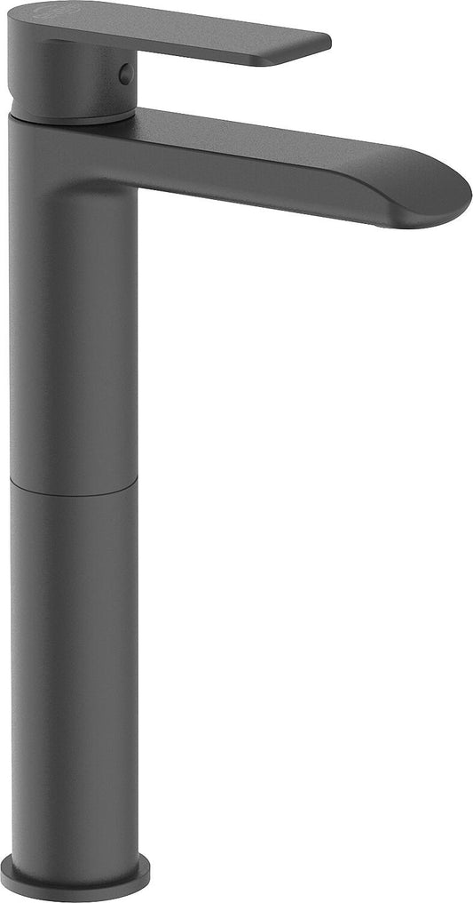 Malvinas high-profile washbasin mixer with click valve, Graphite