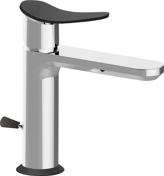 Sarcari basin mixer with eccentric fitting, chrome/black