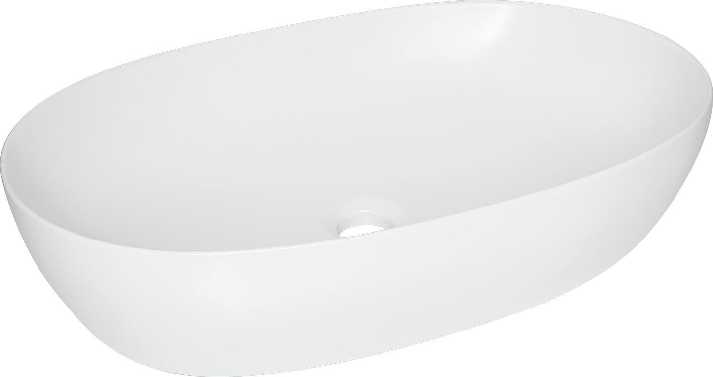 Elanda countertop washbasin 600x400 mm without tap hole, ceramic, glossy white