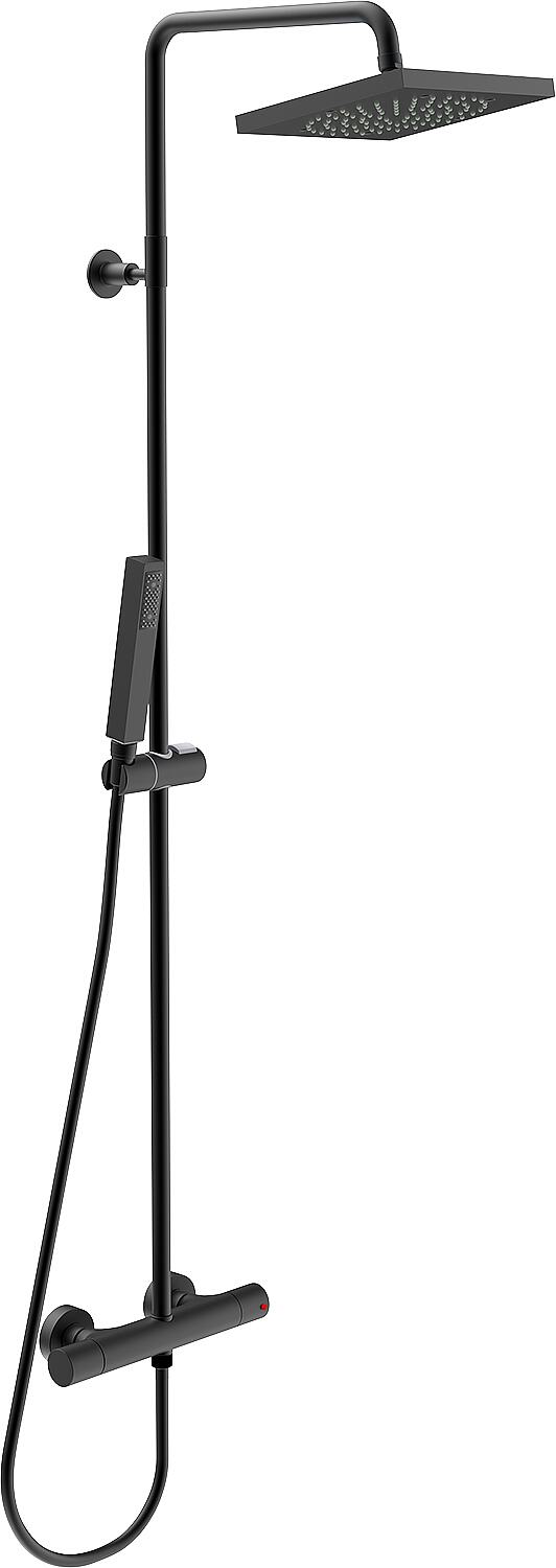 Brausesystem Muun Nero eckig, mit Thermostat