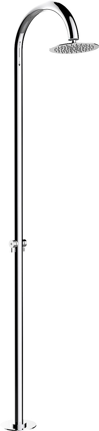 Ekta shower column with overhead shower, height 2285 mm, with 2x stop valves, polished stainless steel