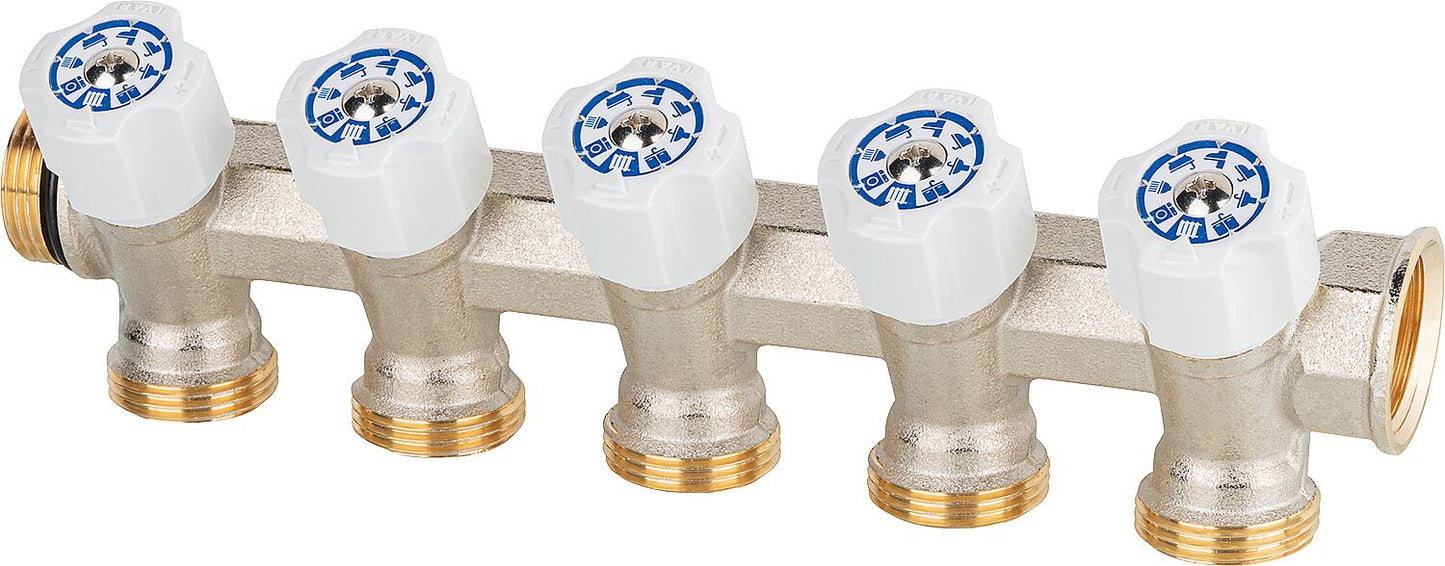 Drinking water distributor 5-way DN 20 (3/4") x Eurocone, Easy Lock, DVGW tested