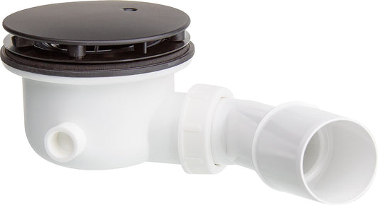 Bonde de receveur de douche noire avec coude de sortie DN40/50, diamètre de la bonde : 90 mm