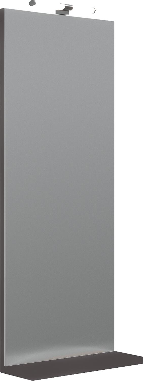 ELYP mirror with lighting and shelf, graphite high gloss, 350x900mm