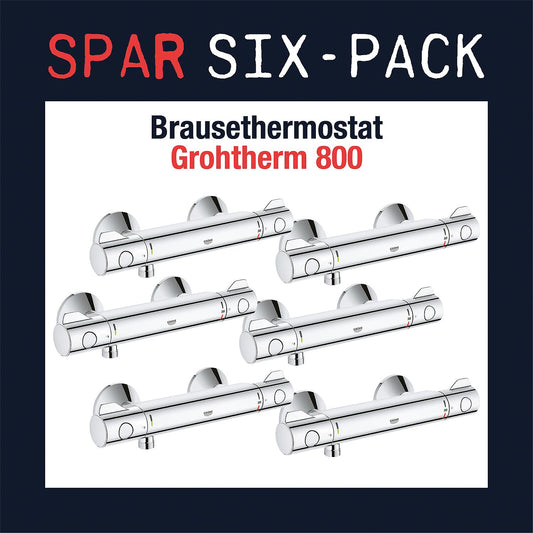 Six-pack value pack: 6x Grohe Grotherm 800 shower thermostats