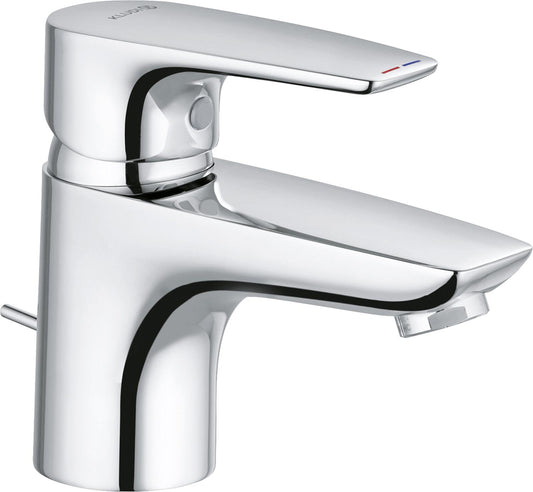 KLUDI PURE &amp; SOLID 60mm basin mixer with pop-up waste fitting, chrome