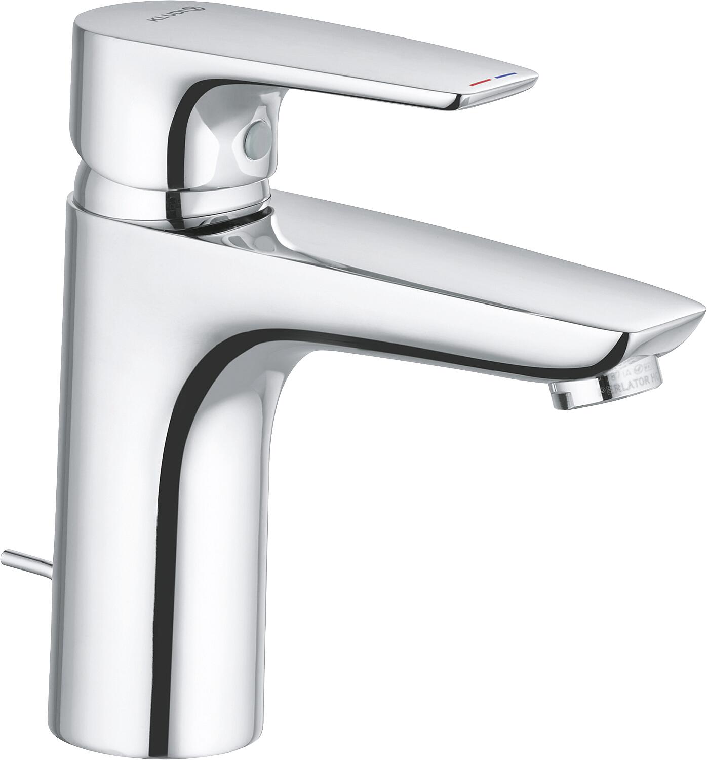 KLUDI PURE &amp; SOLID 100mm basin mixer with pop-up waste fitting, chrome