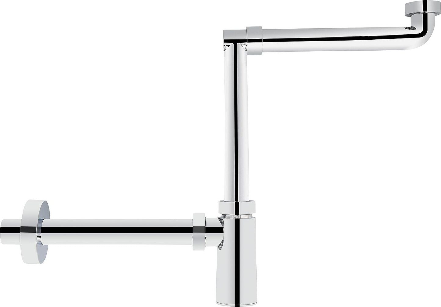 Siphon de lavabo gain de place DN32 (1 1/4") x 32 mm, plastique chromé
