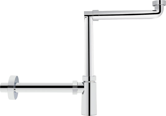 Siphon de lavabo gain de place DN32 (1 1/4") x 32 mm, plastique chromé
