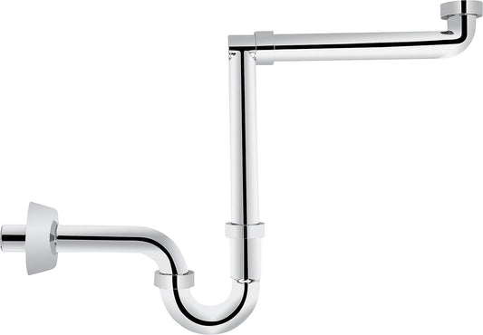 Siphon de lavabo gain de place DN32 (1 1/4") x 32 mm, plastique chromé