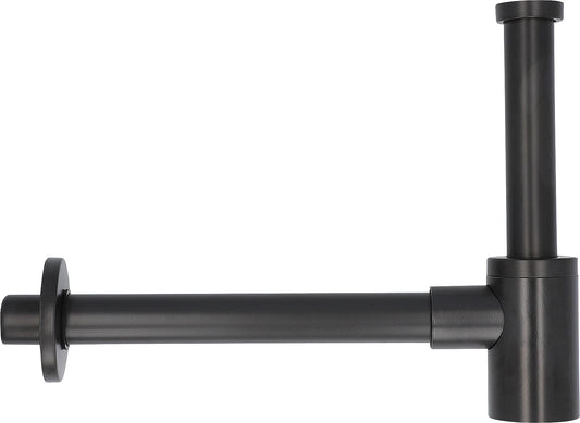 Siphon de lavabo, design en acier inoxydable, noir, DN32 (1 1/4") x 32 mm