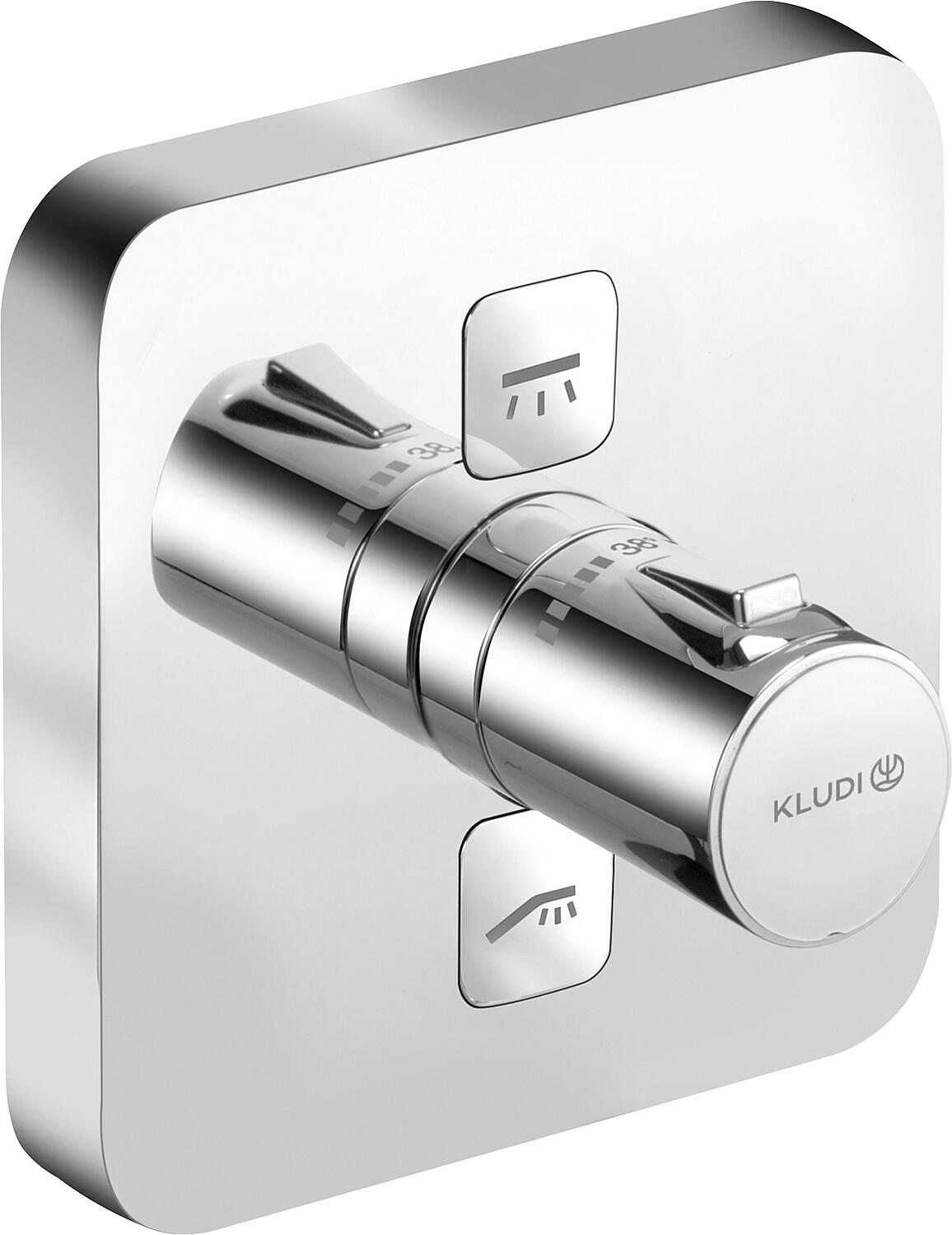 Thermostat encastré Kludi Push, 2 sorties, carré, chromé