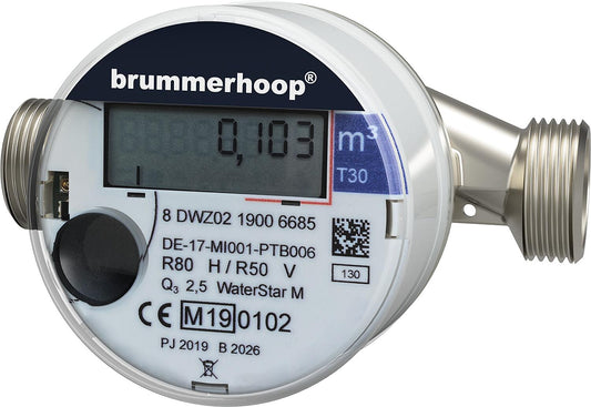 Cold water meter 30°C DN15 M-ETH Q3: 2.5 m³, 130 mm