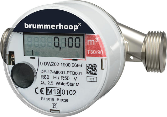 Hot water meter 90°C DN15 M-ETH Q3: 2.5 m³, 130 mm