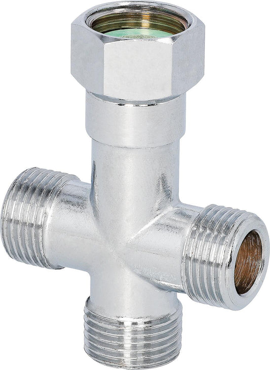 Aufsatz-Kreuzstück DN10 (3/8") verchromt messing