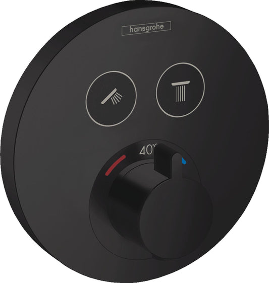 Hansgrohe ShowerSelect S concealed thermostat, complete set for 2 outlets, matte black